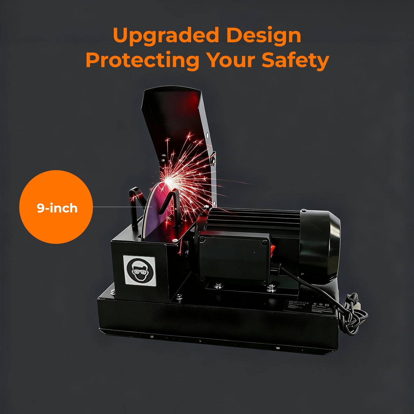 Holdwell S Lawn Mower Blade Sharpener with Upgraded Spark Guard, 1HP 750W Bench Grinder, 9-Inch Ceramic Wheel, 30°/40° Angle Brackets, Extra Sandpapers, for High/Low Lift, Gator & Flat Blades