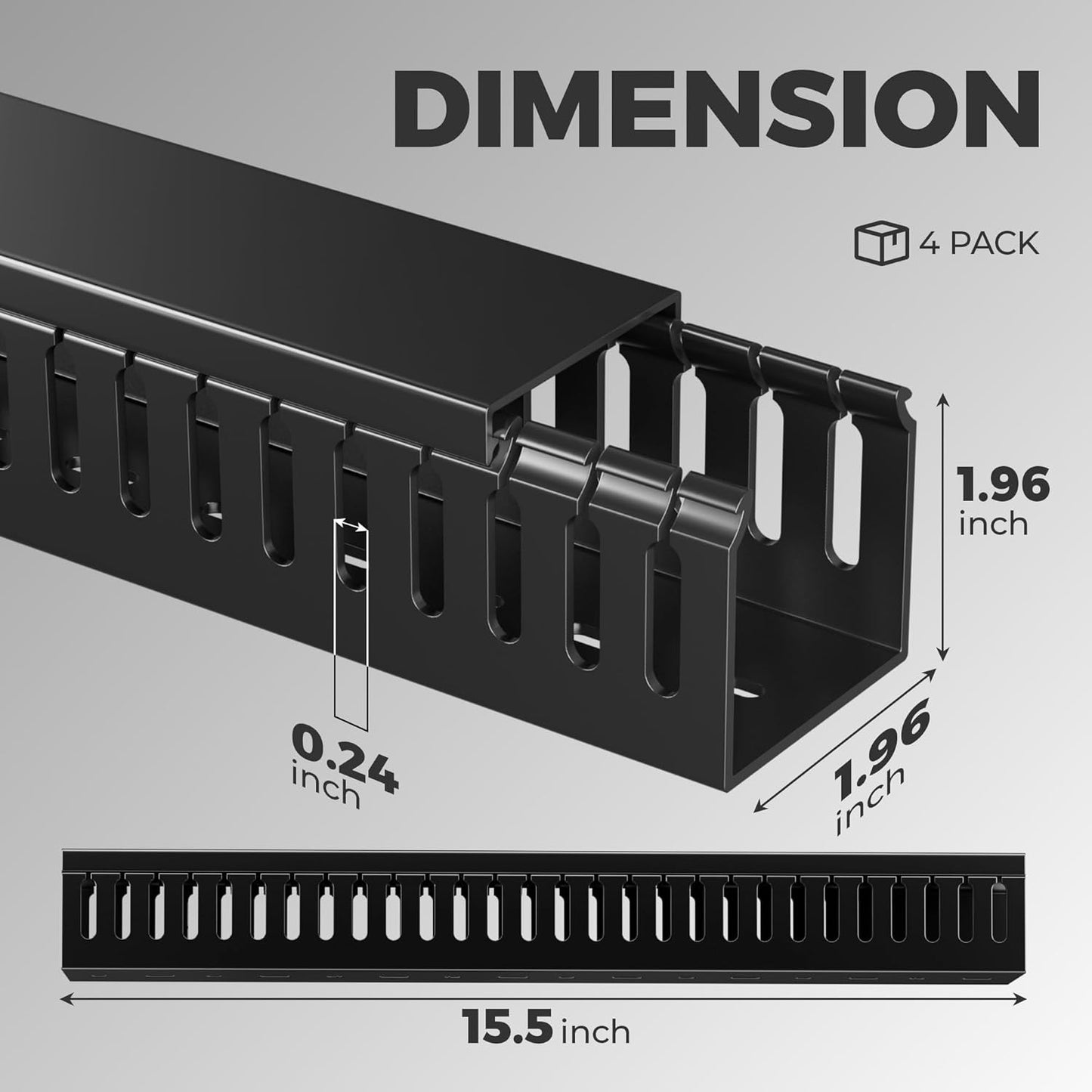 Yecaye 62.8in(4x15.7in) Cable Raceway, Large Under Desk Cable Management for Server Rack Wire Raceway, Wire Management