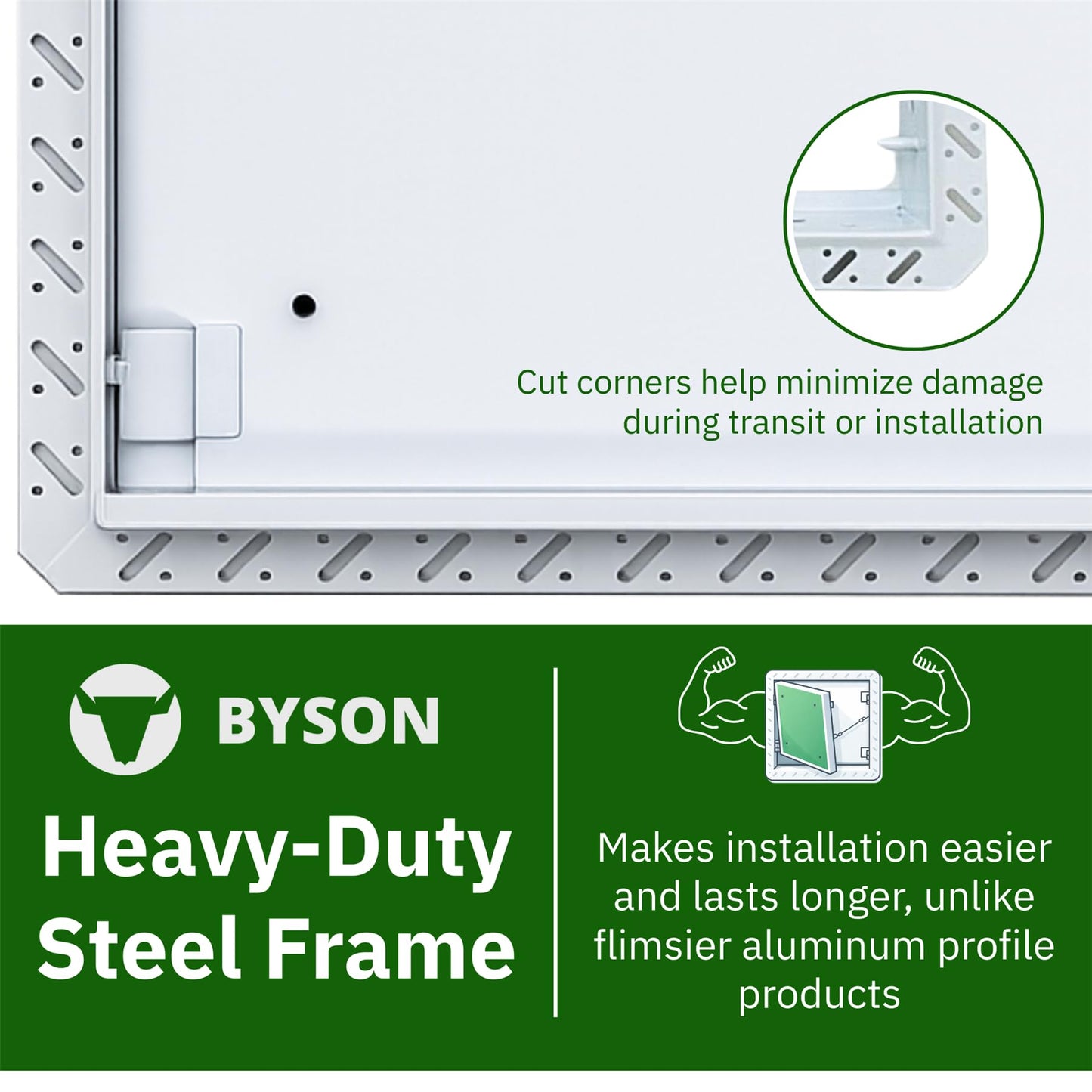 Byson Drywall Access Panel 16x16 Inches – Wall Access Door with Mud-in Flange, Heavy Duty Steel Frame, 5/8” Gypsum Inlay, Hidden Hinged Push Lock