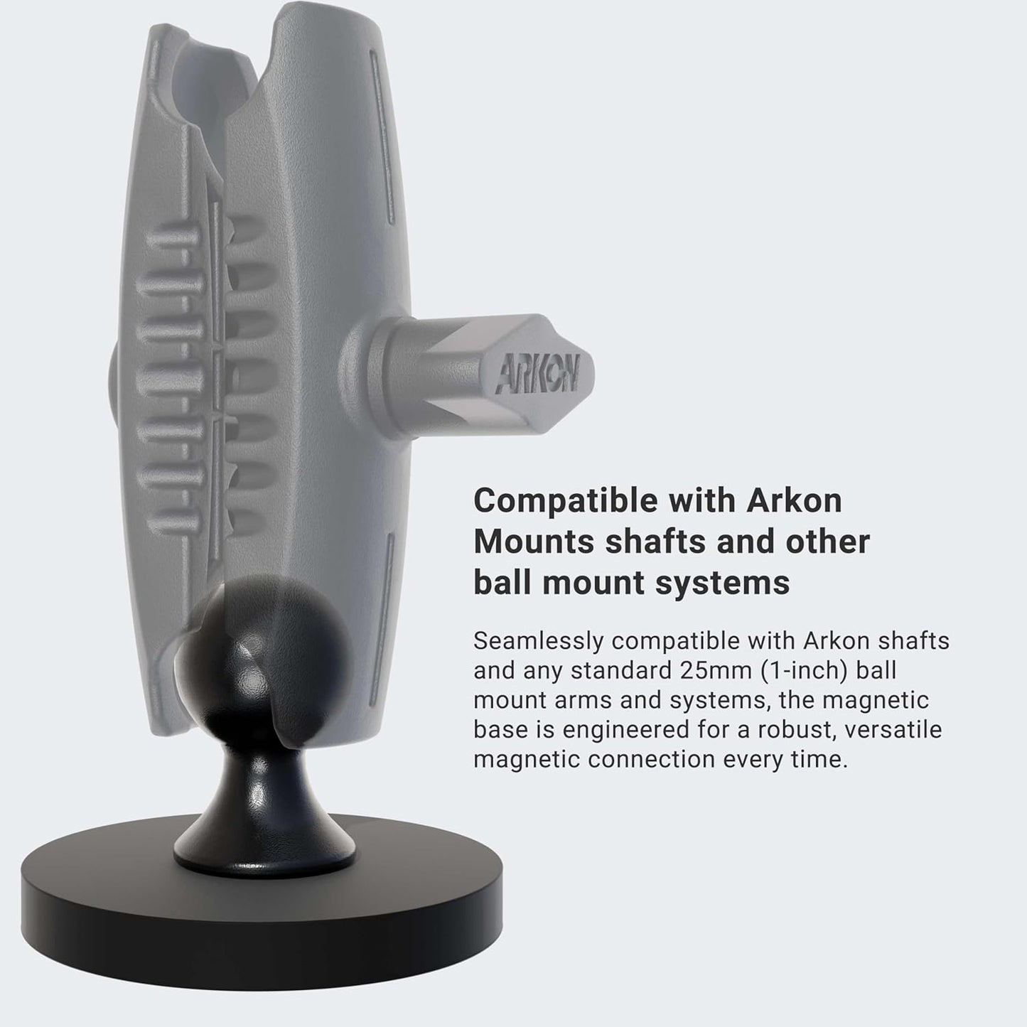 ARKON 65mm 25mm (1 inch) Diameter Round Heavy-Duty Magnetic Base with Ball