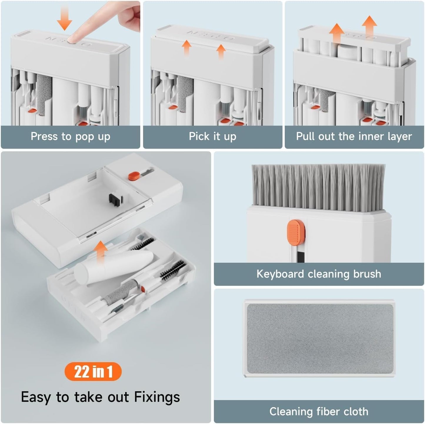 Electight 22-in-1 Laptop Cleaning Kit Keyboard Cleaner Brush, Multi-Function Laptop Cleaner Tool for MacBook, Phone