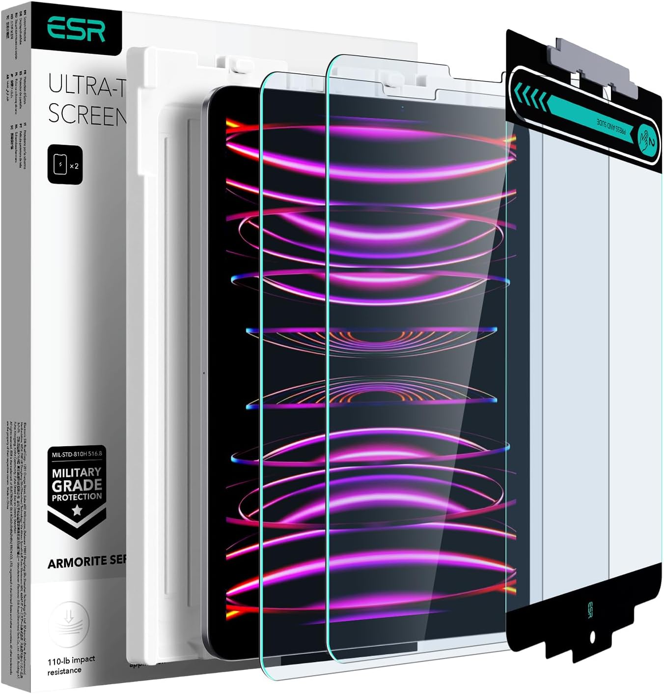 12.9 12.9 Inch (2022/2021/2020/2018), 2 Pack ESR iPad Pro Screen Protector, Protective Film for iPad Pro Tempered-Glass