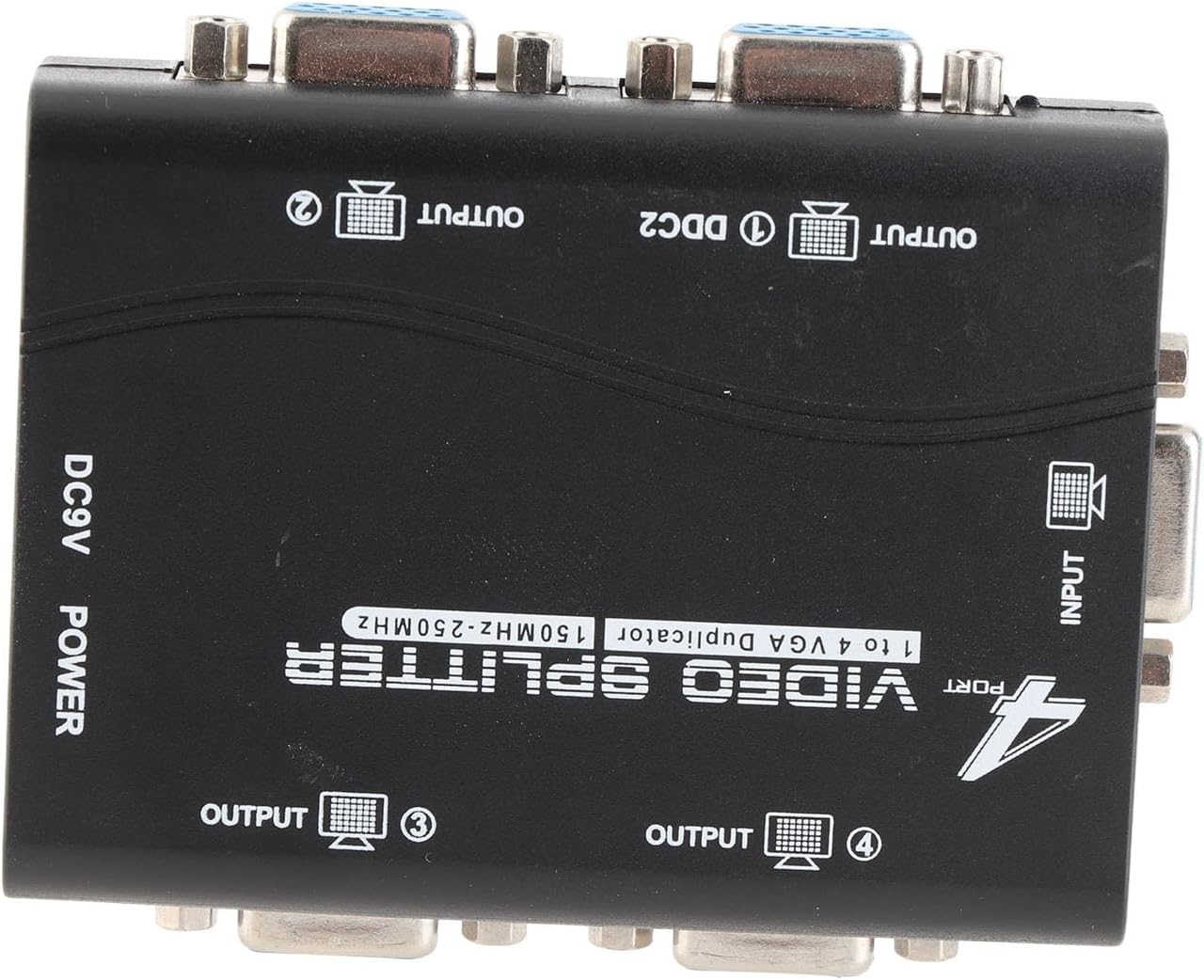 Wisoqu 4 1 4 250Mhz 1920x1440 VGA Splitter Amplifier Box, Port Powered in Out Video Distribution Duplicator, HD Video