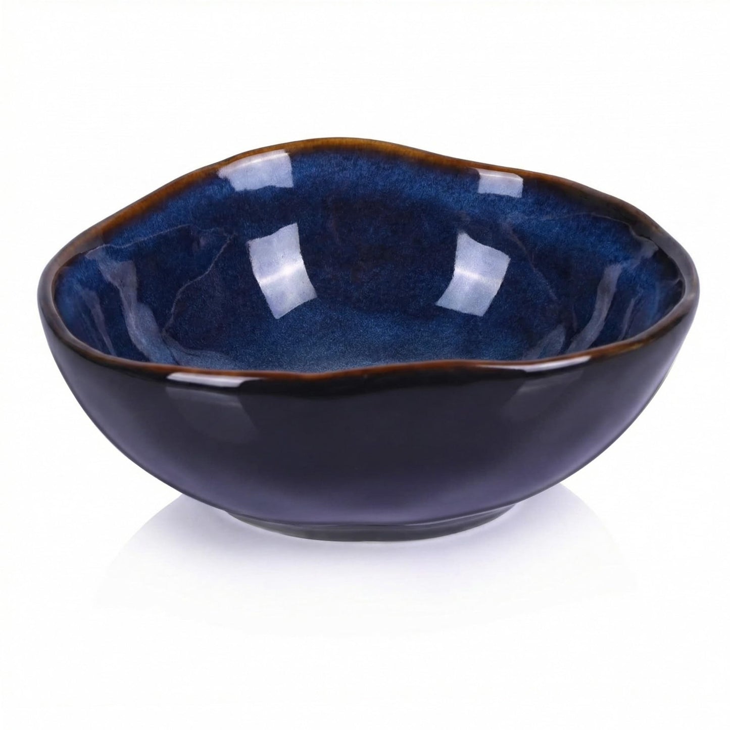 8" Ceramic Decorative Bowl, Key Holder for Entryway, Blue Fruit Bowl for Kitchen Counter, Coffee Table Centerpiece, Office Candy Dish, Small Jewelry Organizer for Vanity, Bedside Table Decor