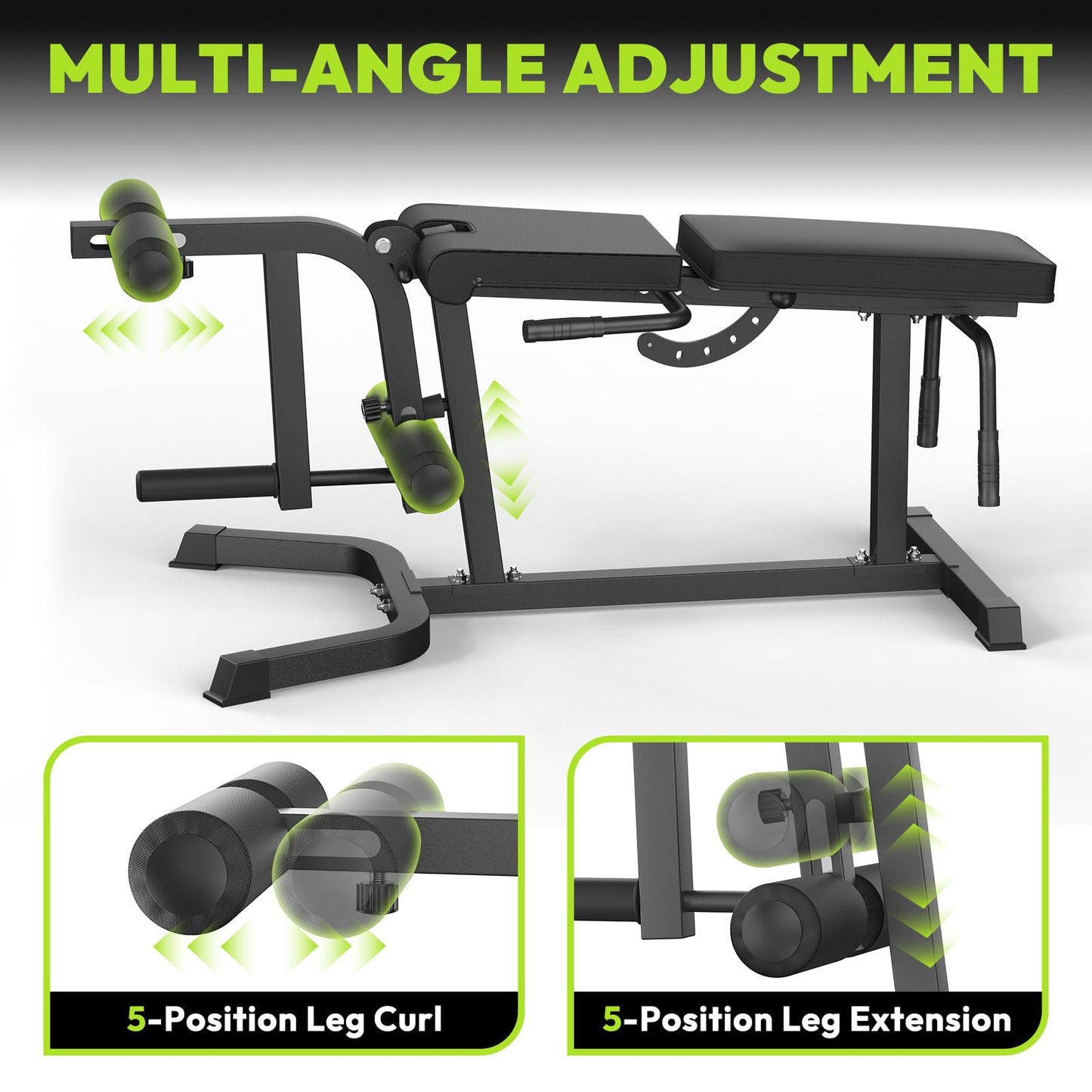 HANDBODE Leg Extension and Curl Machine, Adjustable Leg Curl Machine, Seated Leg Extension and Lying Curl Machine for Lower Body Workouts, Leg Workout Equipment Fit Weight Plate Set
