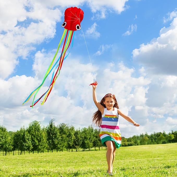 HONBO Large Mermaid Kite for Kids & Adults, Easy to Fly Delta Kite, Beginner Kite for Girls &Boys, Pegasus Beginner Kite for Kids,Octopus Kite
