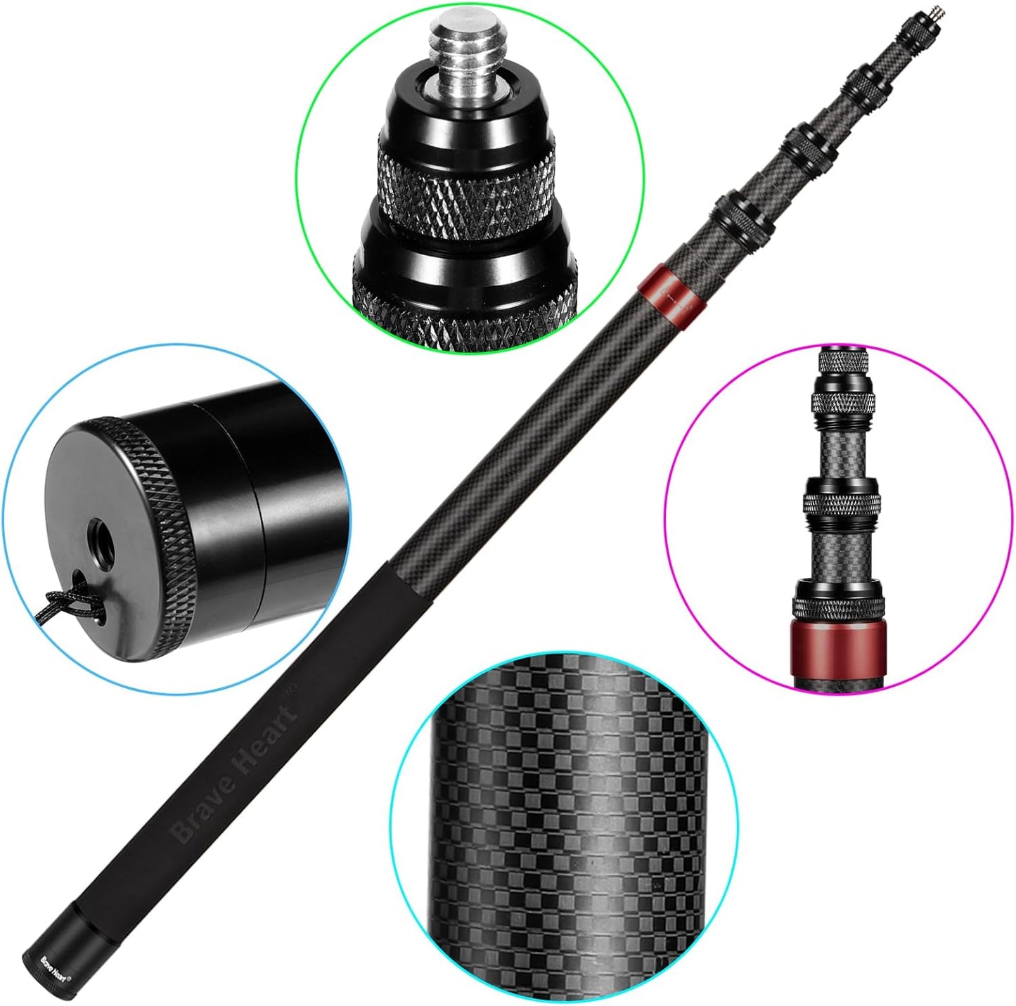 brave heart 118"/3m, 9.8ft Insta360 X5 X4 X3 X2, 3S 3 2 360 (17 118") Extended Super Long Invisible Carbon Fiber Selfie
