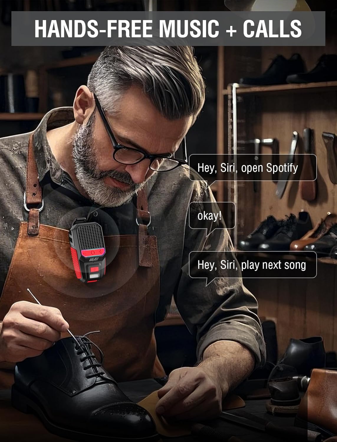 GBEAST Wearable Bluetooth Speaker, Clip-On Mini Portable Speakers All Day Playtime Waterproof Built-in Mic