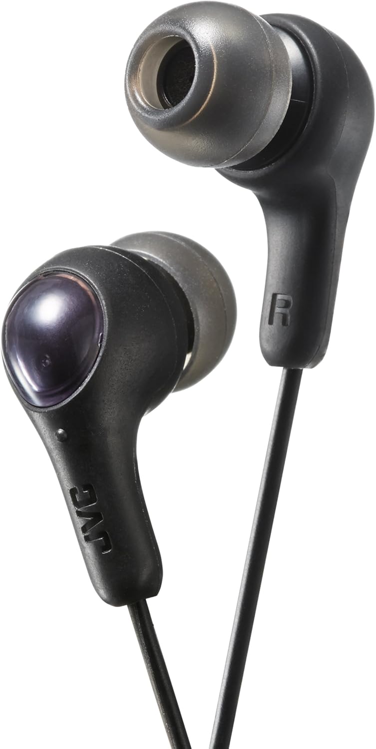 HAFX7B JVC Gumy in Ear Earbud Headphones, Powerful Sound, Comfortable and Secure Fit, Silicone Ear Pieces - Black