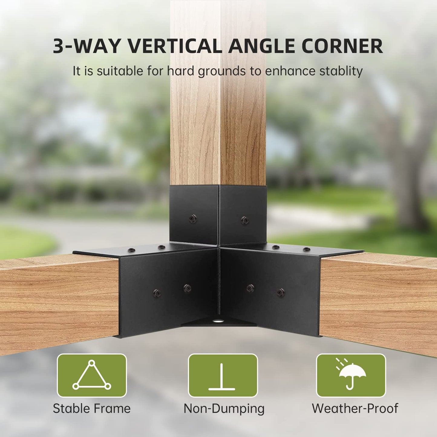 Grehitk Pergola Kit, Pergola Brackets 3-Way Right Angle Corner Bracket Woodworks DIY Post Base Kit, Wooden Beams for Gazebos Patio Pergolas Log Cabin