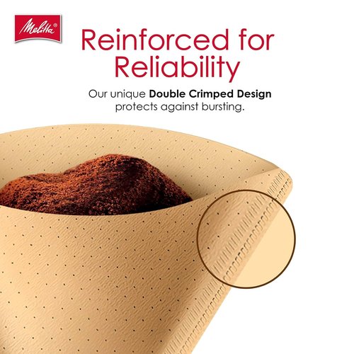 Melitta #4 Cone Coffee Filters - Natural Brown, 480 Total Filters, Compostable & Tear-Resistant, Fits 8-12 Cup Makers