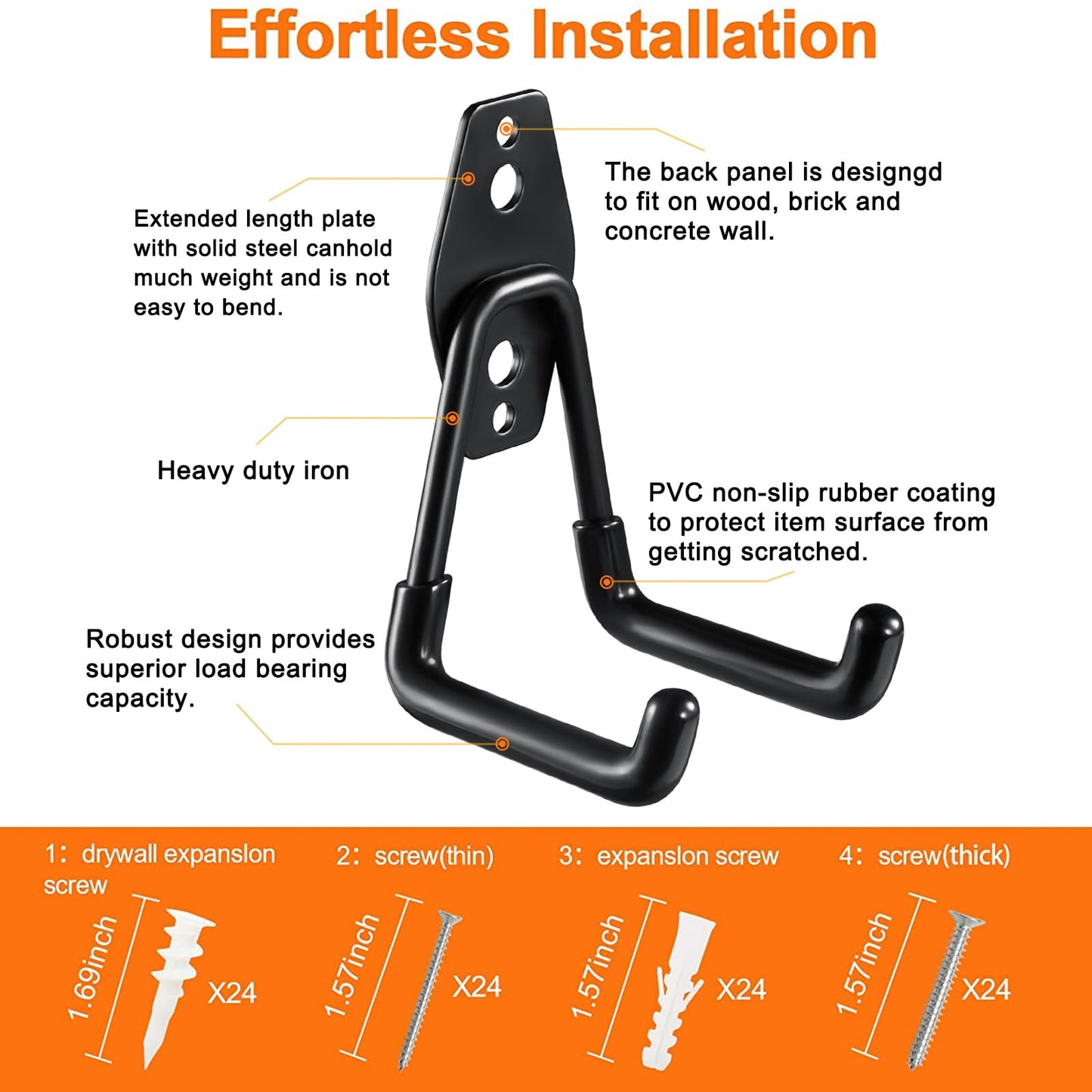 HUPBIPY 12 Pack Garage Hooks Heavy Duty Utility Steel with Anti-Slip Coating Wall Mount Storage Organizer for Hanging Power and Garden Tools, Ladders, Hose, Bikes, Ropes, Bulk Items, and More