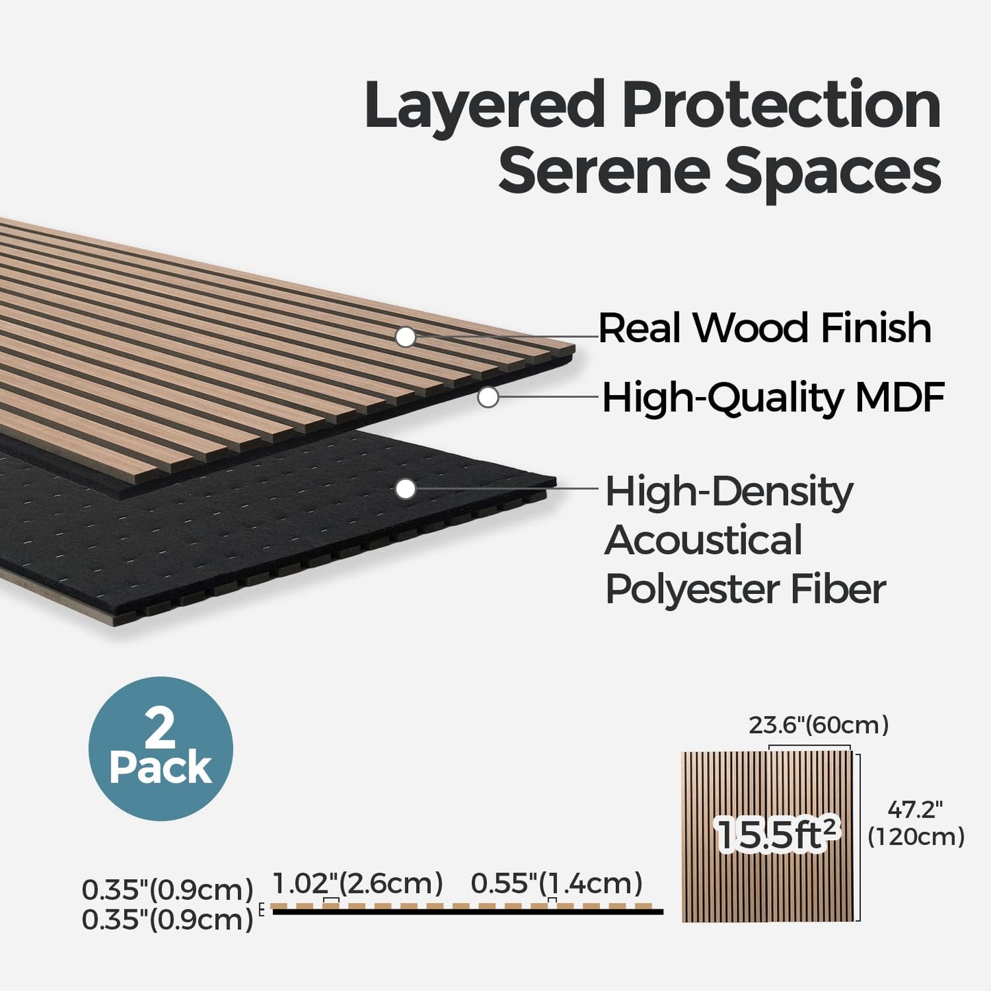 AKUMAX 4 Pack Acoustic Panels,Wood Slat for Wall and Ceiling-Art Acoustic Foam Panels 96x24Inches 3D Wall Panels High Density Sound Dampening Panels (Walnut, 4pcs-24in*48in)