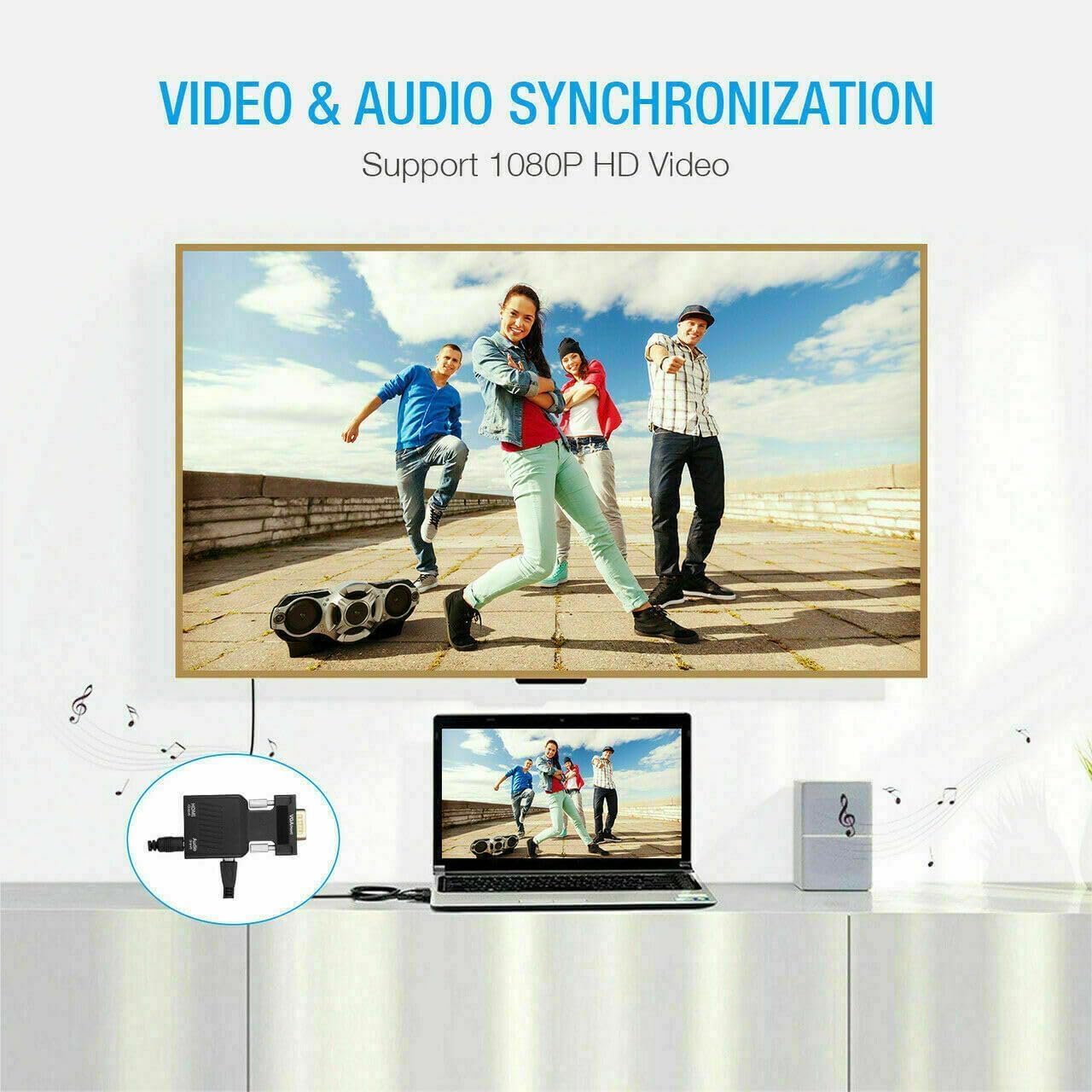SGElectronix 1080p VGA Male to HDMI Female Adapter Converter with Audio,(PC VGA Source Output to TV/Monitor with HDMI