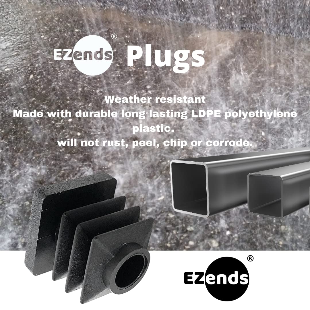EZends Premium Grade 1/2 Inch Extra Durable Plastic End Plug, for Square Tubing 16-18 GA / 100 Pack / 1/2 Inch End Caps / Chair Glide Floor Protectors