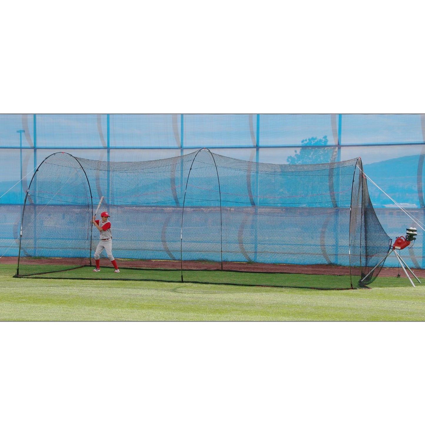 HEATER Sports PowerAlley Baseball & Softball Batting Cage Net & Frame - Heavy-Duty Net with Built-in Pitching Machine Harness for Safety (Machine Not Included) | Ideal for Batting Practice & Training