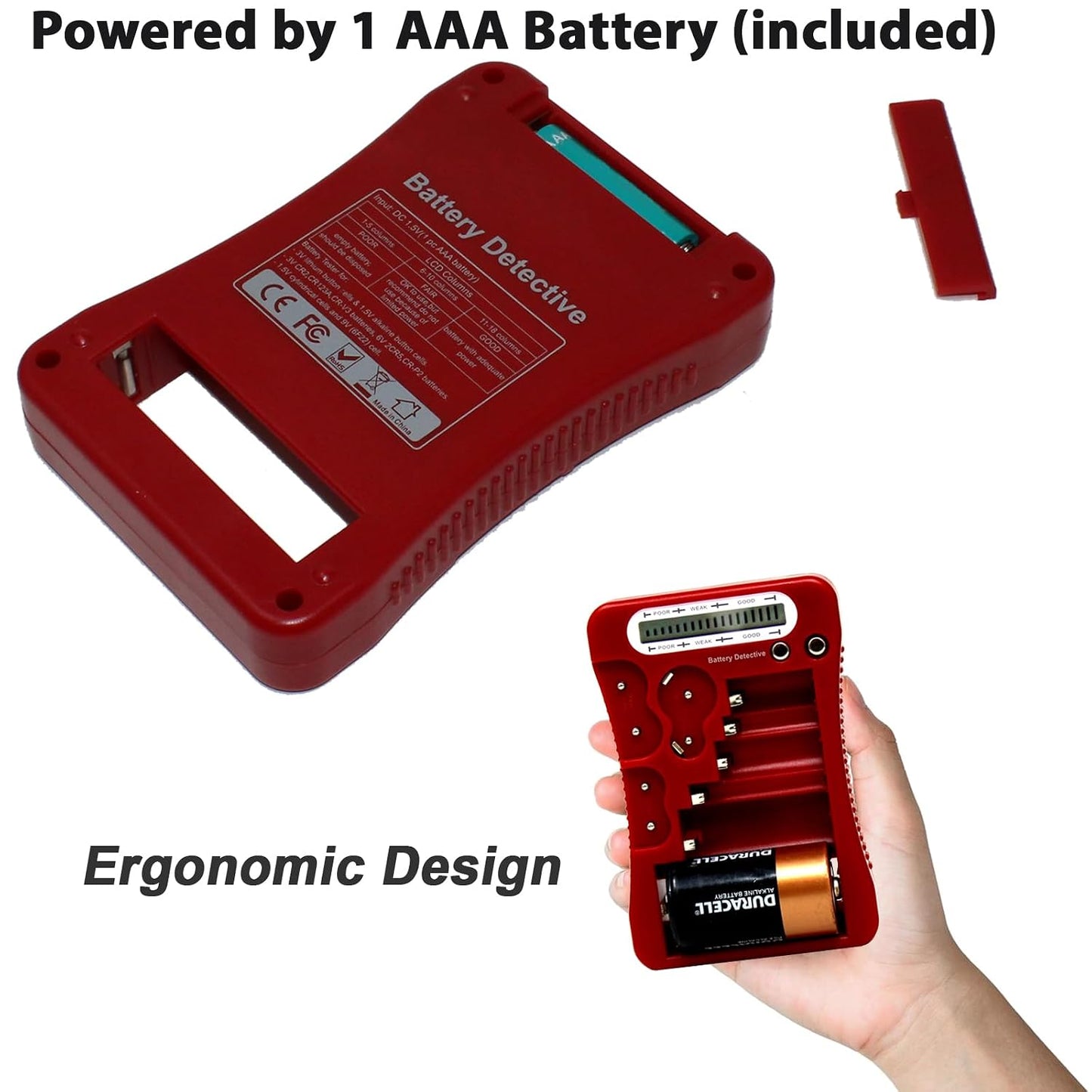 Battery Detective 12 9V CR2032 CR123A N/LR1 CR2 CR-V3 2CR5 CR-P2 1.5V/3V Type Battery Tester with LCD Display, AAA