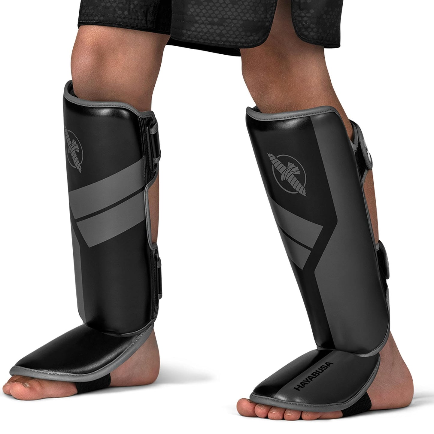 Hayabusa S4 Kids Shin Guards, Muay Thai, MMA, Kickboxing, Martial Arts - Black, Small/Medium