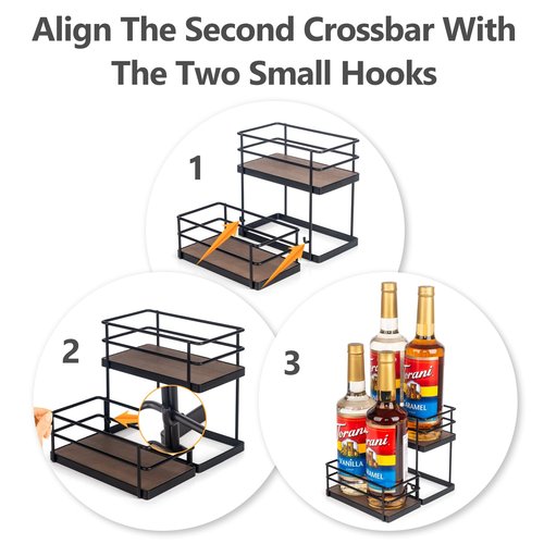 kimilus 4 Bottle Capacity Coffee Syrup Organizer 2 Tier Coffee Syrup Stand Shelf for Coffee Bar Kitchen Small Wine Rack for Bar Family Storage for Syrup Wine Dressing