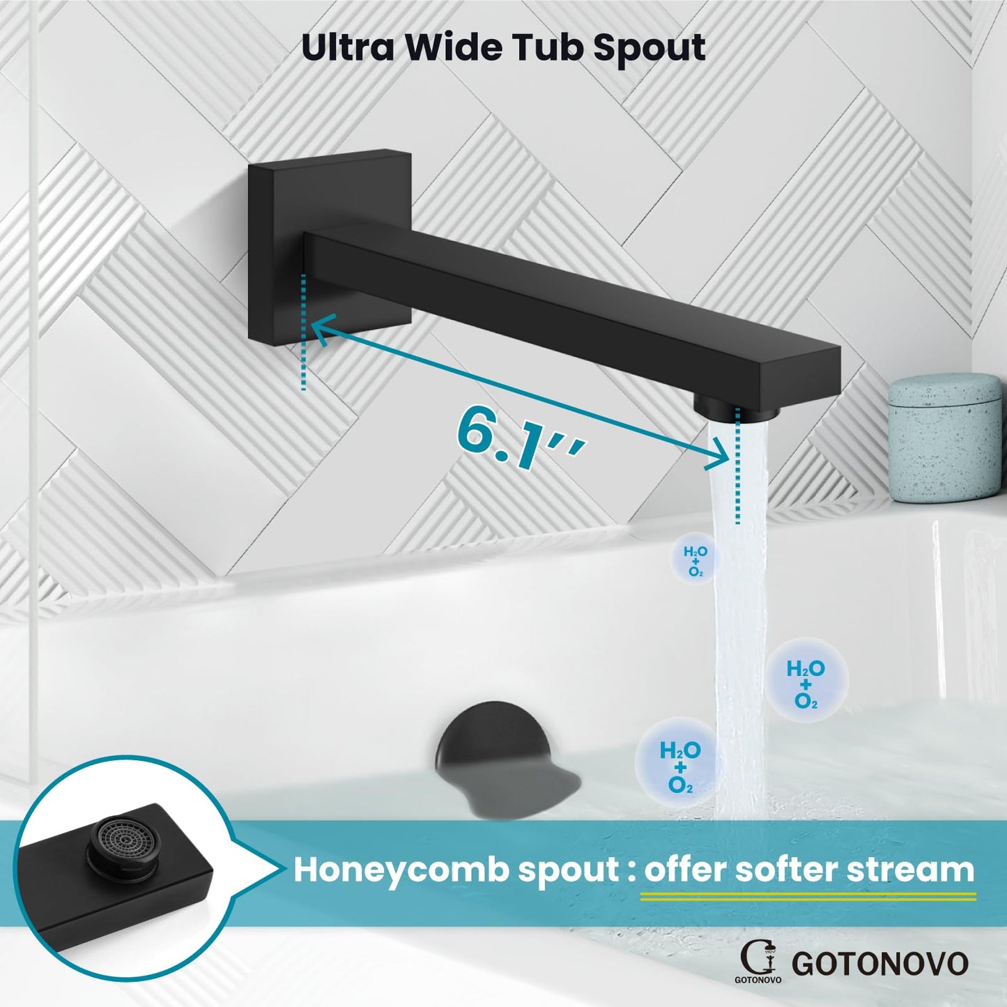 gotonovo Shower System with Tub Spout Wall Mounted Rain Shower Head and Handle Combo Shower Faucet Set with Valve, 10 Inch, Matte Black