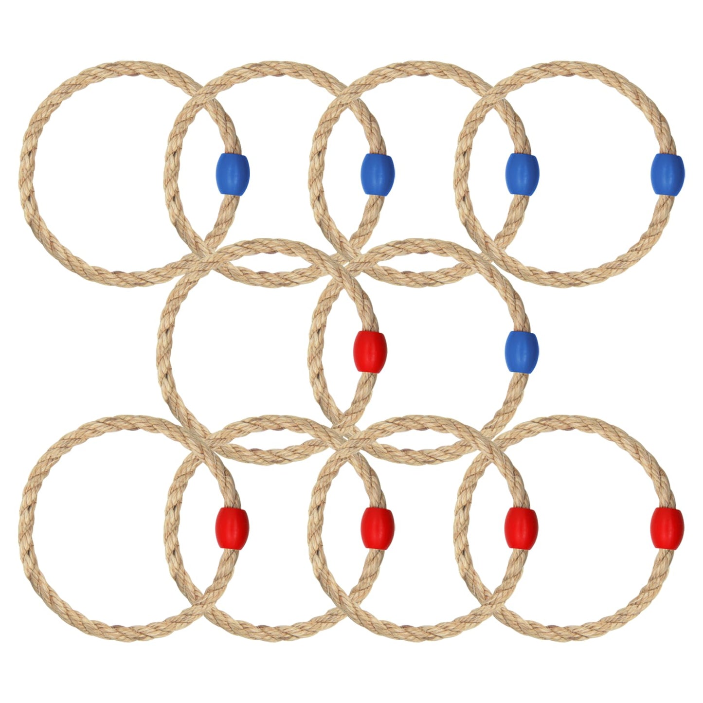 10 Pack Sisal Rope Ring Toss Game Replacement Parts for Kids and Adults, Outdoor Toss Rings for Speed Agility Practice Game,Yard Games Lawn Games for Party(Red and Blue)