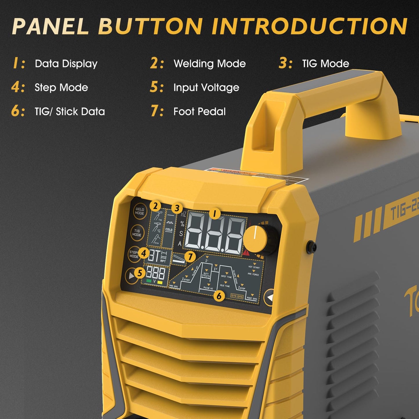 TOOLIOM 220A Cold TIG Welder with DC Pulse, 7 In 1 Cold Spot Lift TIG/Stick Welder with IGBT Inverter, 110&220V Welding Machine with Large Digital Display 2T/4T/4T Repeat Mode TIG Welding Equipment