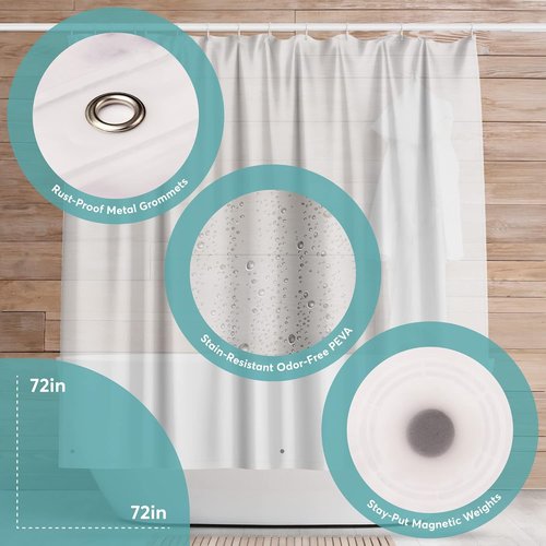 BigFoot Clear Shower Curtain Liner - Odorless 72x72 Washable PEVA with Magnets | Premium Waterproof Bath Essential