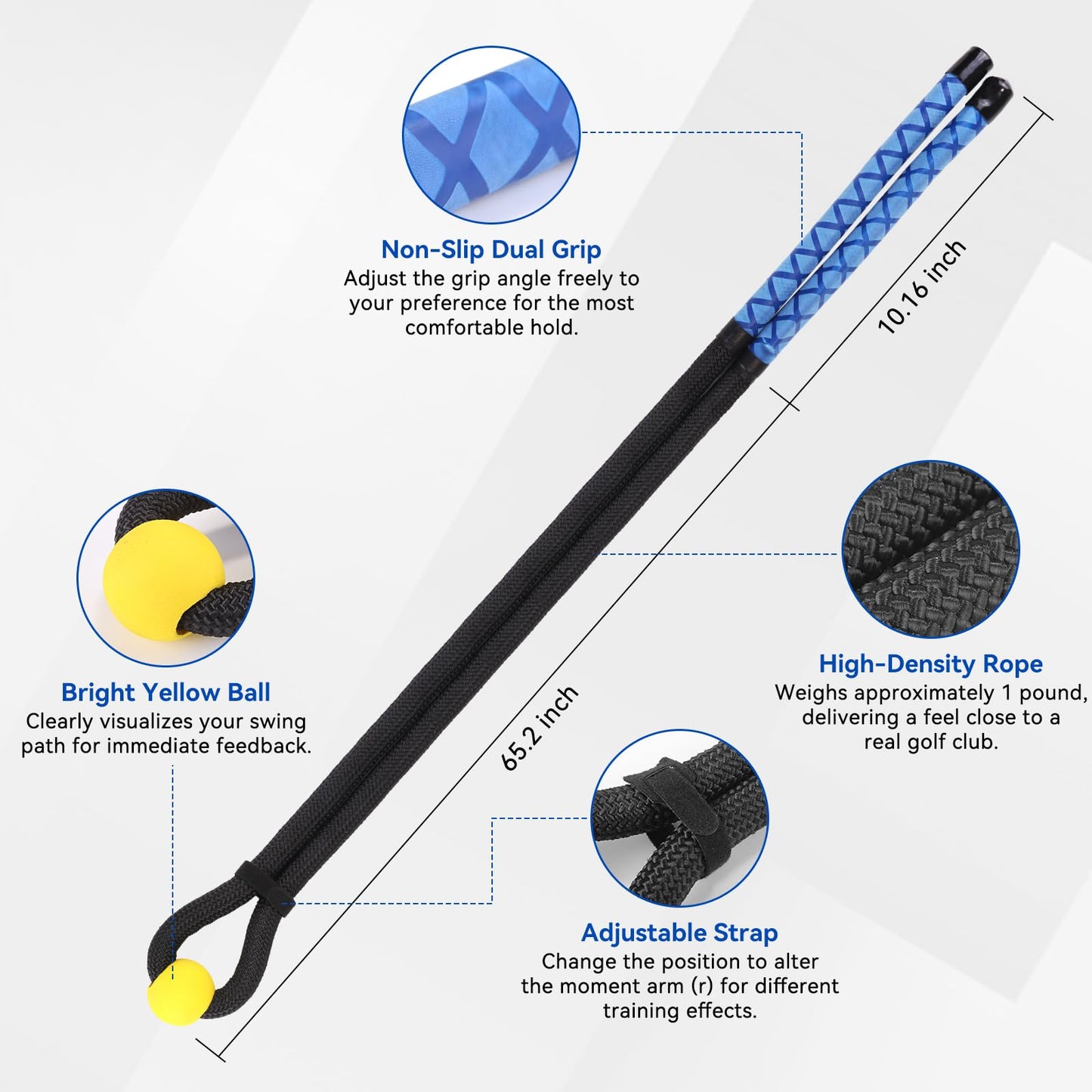 MIKOSI Weighted Golf Rope Swing Trainer - Swing Training Aid to Improve Tempo, Speed, Rhythm, Flexibility and Strength for All Levels, Golf Warm-Up Practice Equipment