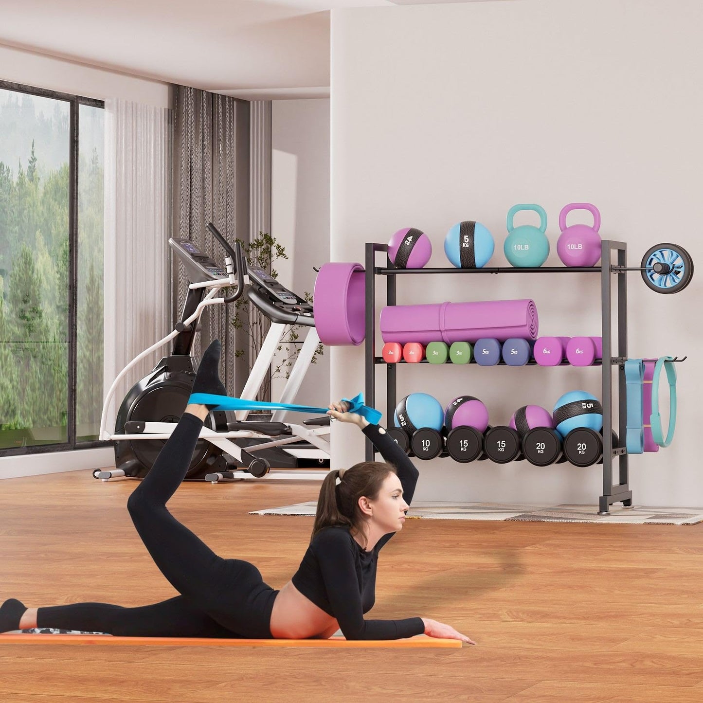 Adjustable 3-Tier Dumbbell Rack – Heavy-Duty Metal Weight Storage Stand for Dumbbells, Kettlebells, and More – Space-Efficient Home Gym Organizer – 396 lb Capacity (Dumbbells Not Included)