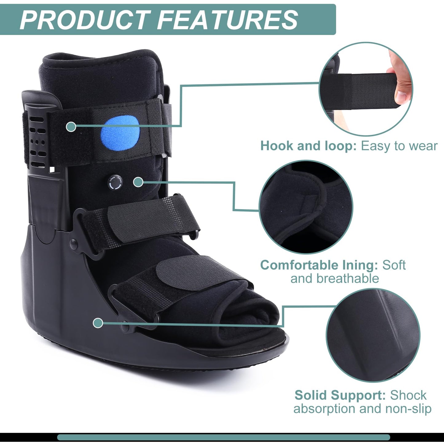 JorWystia Orthopedic Walking Boot, Air Cam Walker Fracture Boot for Broken Foot, Sprains & Achilles Injuries, Lightweight Medical Inflatable Foot Support for Post-Surgery Recovery & Mobilit (X-Large)