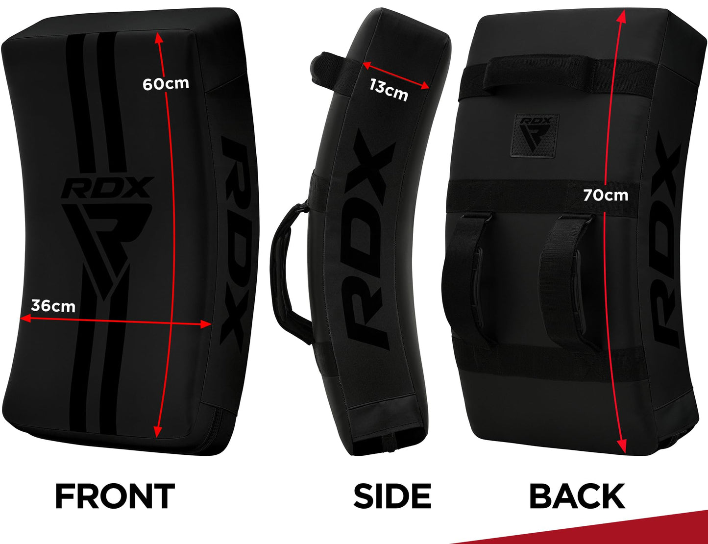 RDX Kick Shield Muay Thai Kickboxing, 60CM Large Heavy Curved Kicking Striking Body Pad, Punching Foot Target MMA Boxing Training, 3 Padded Handles, Martial Arts Karate TKD Taekwondo (ONE PAD ONLY)