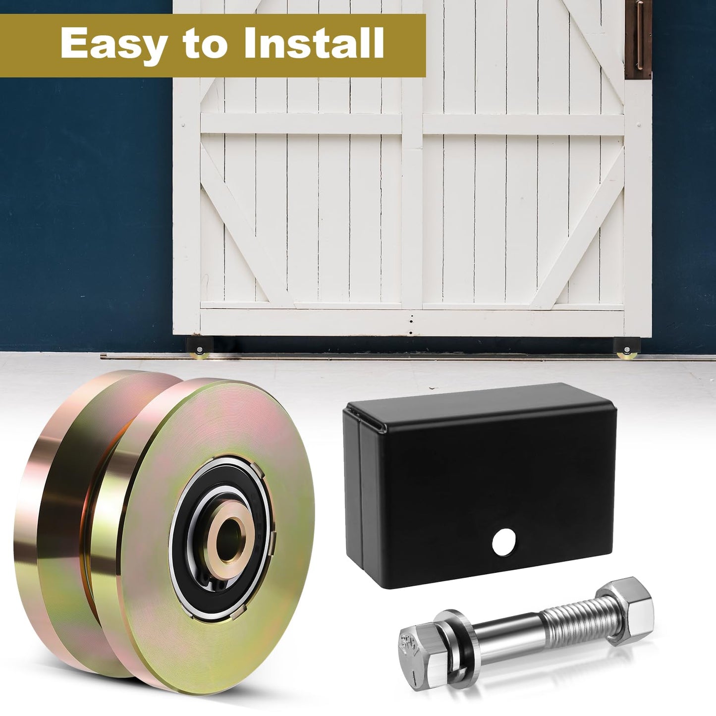 Soiiw 4" V Groove Sliding Gate Rollers Wheel 2 PCS Slide Wheels 1-3/4" Width 45# Solid Steel with Welded Bracket Double Bearing 3000 Lbs Capacity for Driveway Fence & Industrial Sliding Gates