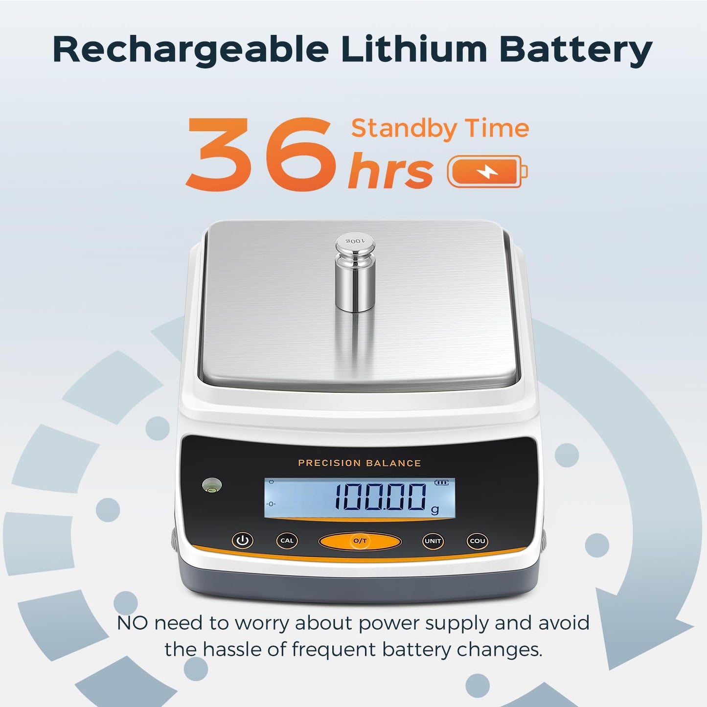 Bonvoisin Lab Scale - 5000g x 0.01g, Rechargeable Digital Scale with RS232 Interface, 0.01g Accuracy