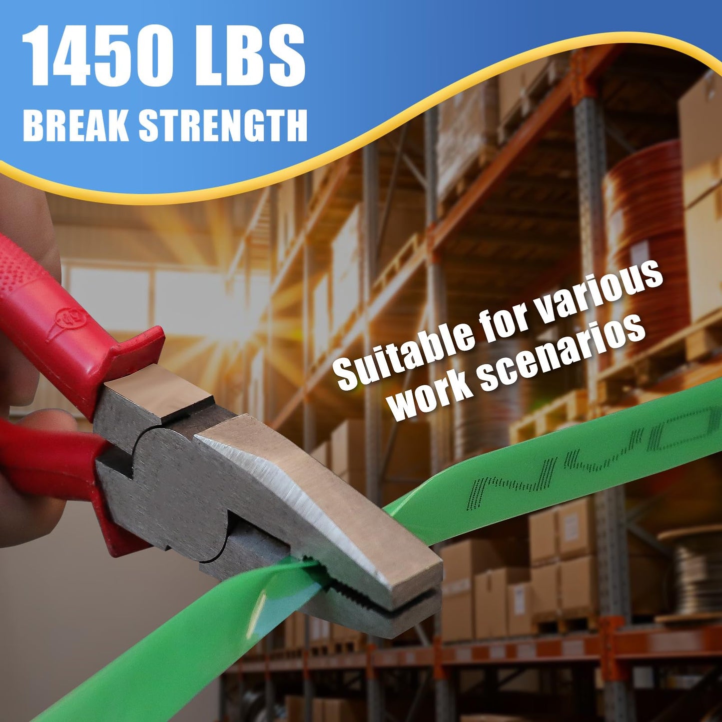 NVOYAJUAN 5/8" x.034 x3800ft Polyester (PET) Strapping Roll of 16"x6" Core Size 1450lbs Break Strength Green