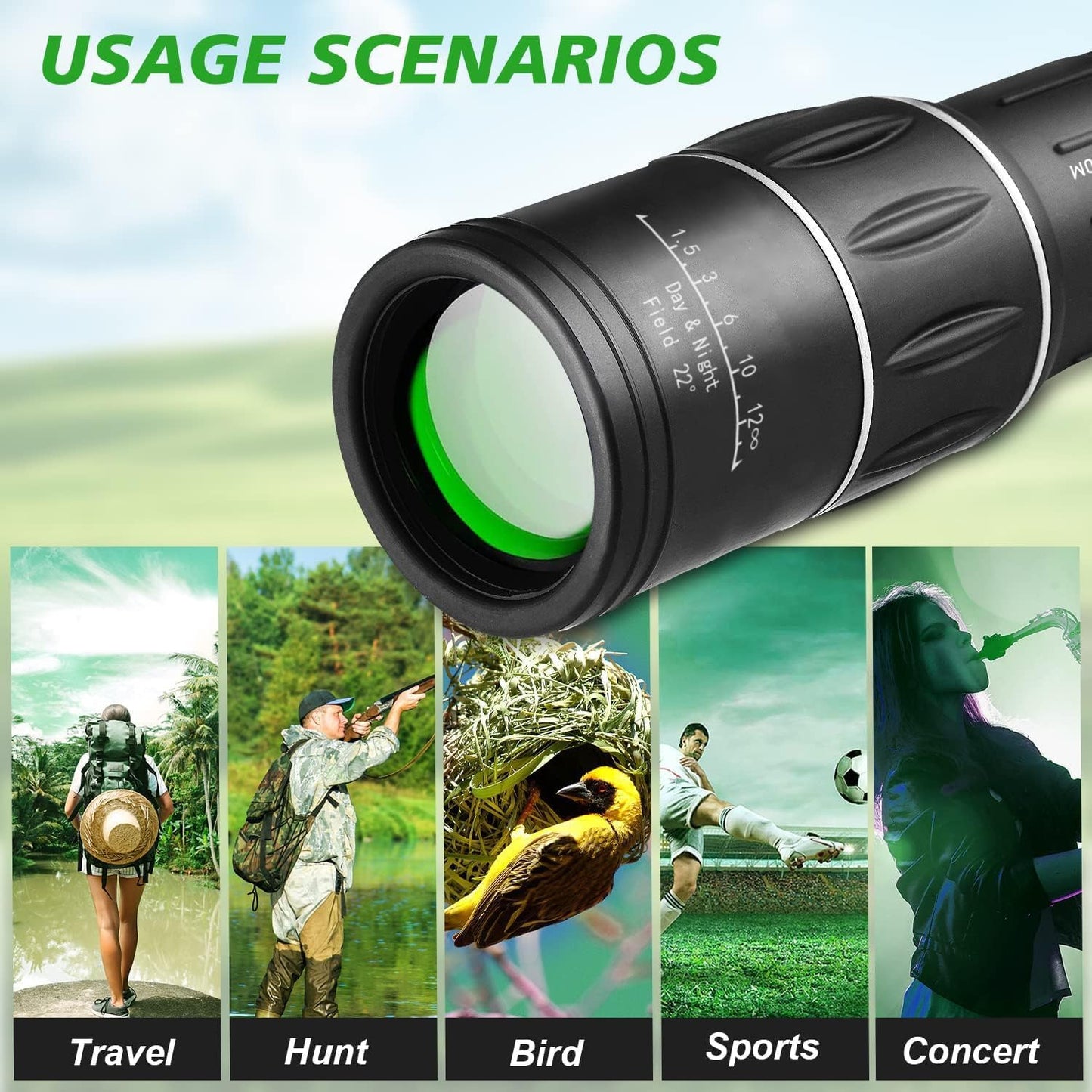 Sihea 16X52 BAK4 Mini Monocular Telescope High Powered for Adults, Birthday Gifts for Men Dad Him Husband Teen Boys