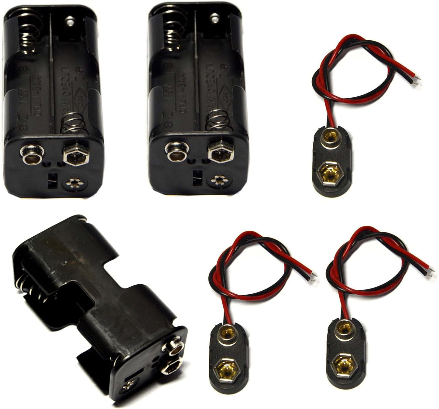 LampVPath 3 4 1.5V (6V) 3 9V Pcs x AA Battery Holder Leads with Pcs I Type Snap Connector Plastic Housing Two Layers