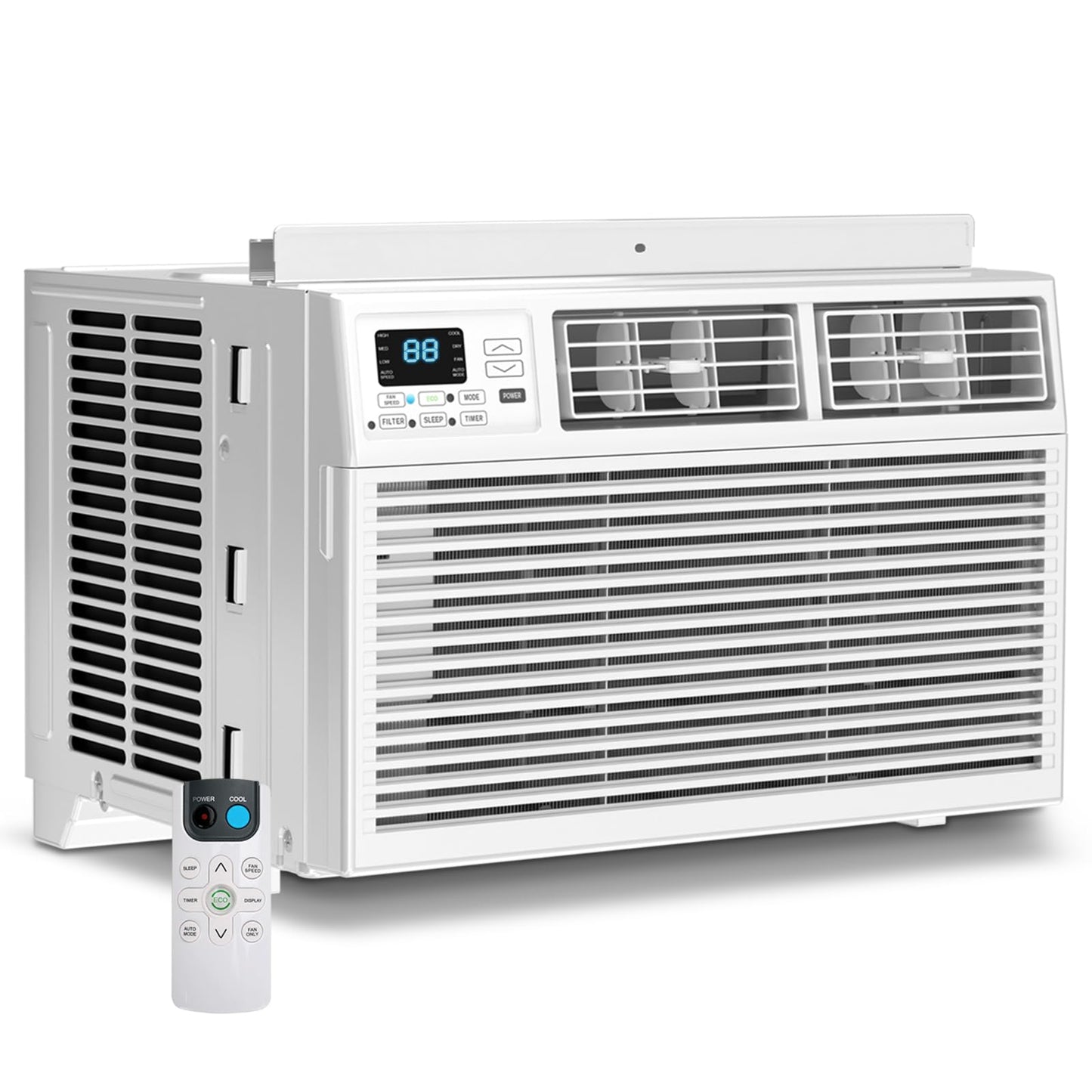 Electactic Window Air Conditioner, 8000 BTU Window AC Unit, Cool Rooms up to 350 Sq.Ft., 6-in-1 Modes,24H Timer, Energy Saving, Remote Control, Perfect for Bedroom, Apartment, Living Room, Office