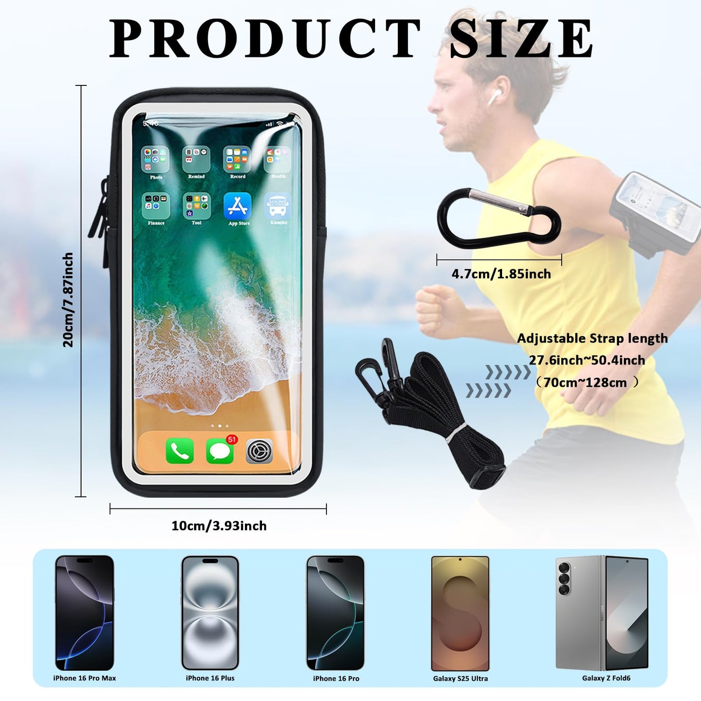 MOVOYEE Phone Holder for Running Armband, Cell Phone Purse Small Crossbody Bags for Women Kids, Sports Arm Bag for Men iPhone,Galaxy,Smartphones Carrier Pouch Fit Workout,Exercise,Gym,Hiking,Walking