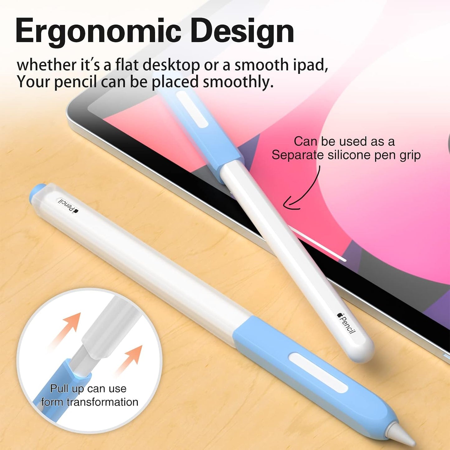 JOOSKO 2nd 10 Pencil Case Compatible with Apple Pencil Generation Cover Sleeve,Silicone Translucent Duotone[