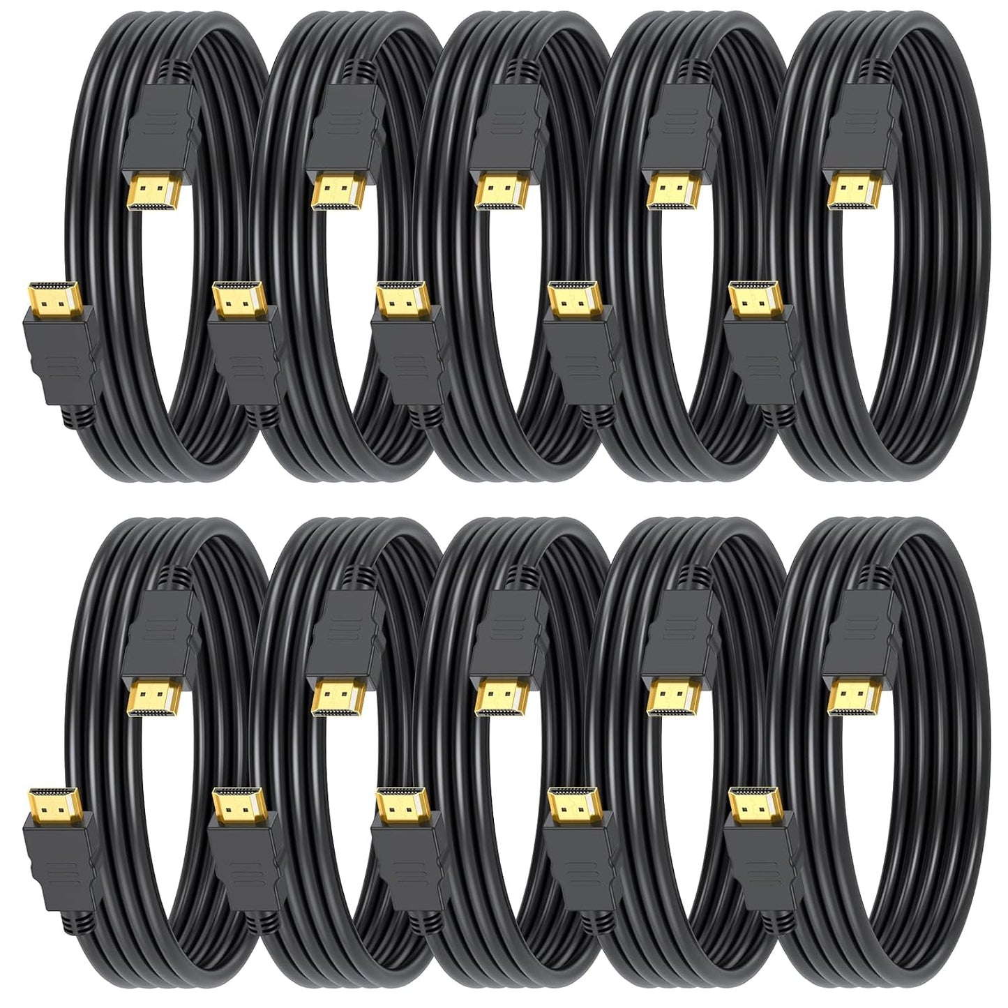 4K 6FT 10 Pack, 2.0 CL3 4K@60Hz, 2K@120Hz, 3D, PS5, HDMI Cable High Speed HDMI Shielded Rated Cord for Gaming Monitor