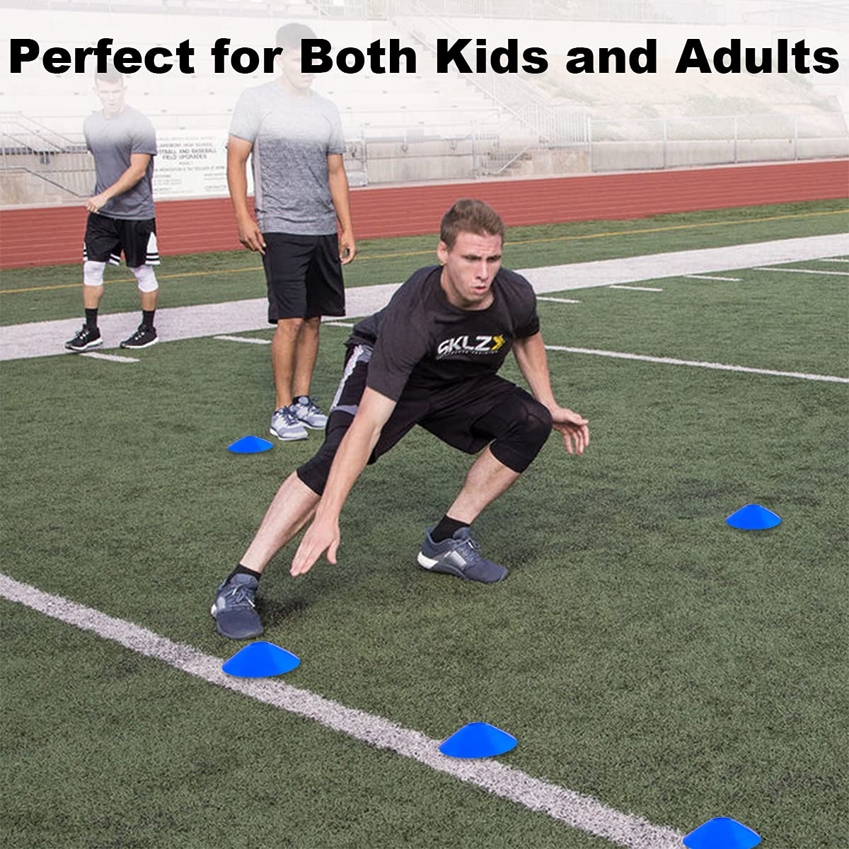 DUNCHATY 60-Pack Soccer Cones - Agility Flat Disc Cones with Carry Bag & Strap - Small Training Field Markers for Football Basketball Lacrosse - Indoor/Outdoor Sport Drills