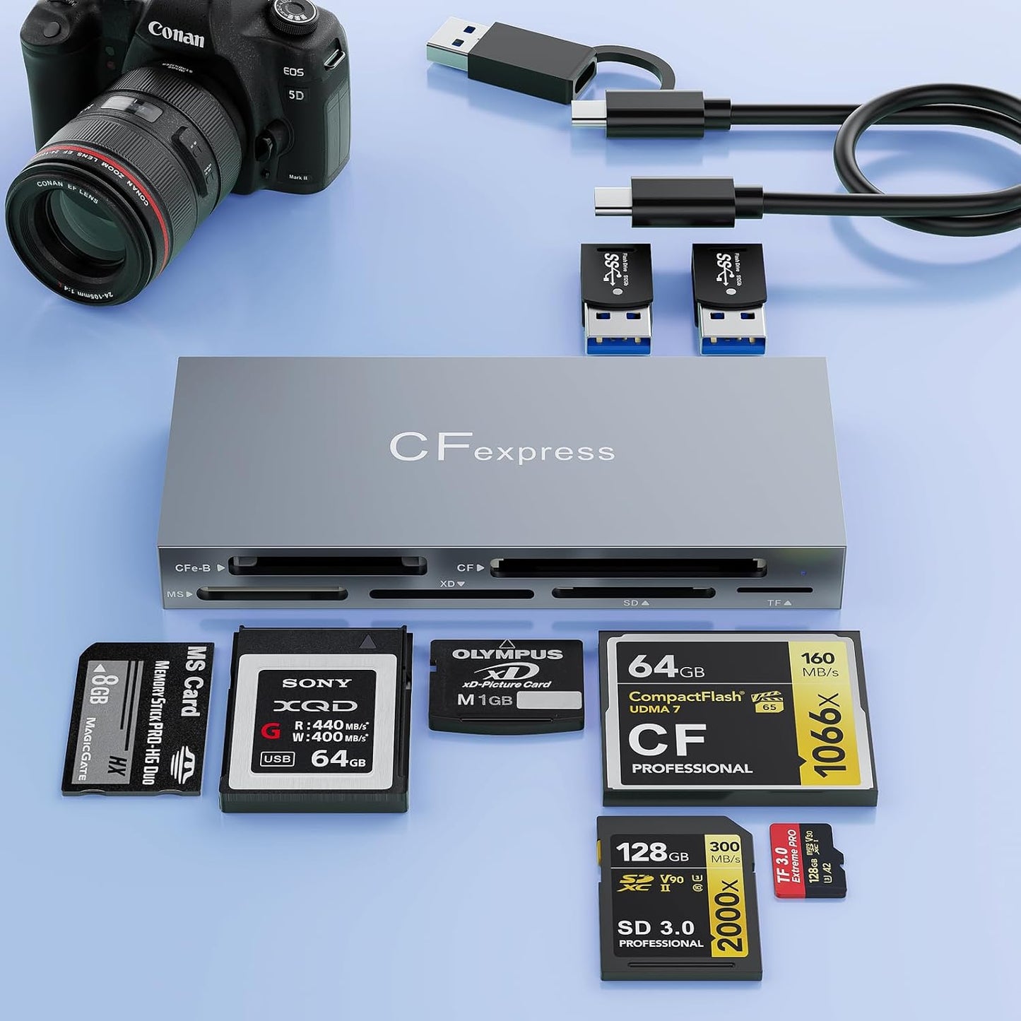 MTAKYI 8 1 Card,10Gbps 16/15, Type B XQD Card Reader in USB C/USB A for CFexpress Type B CFexpress Adapter for Type