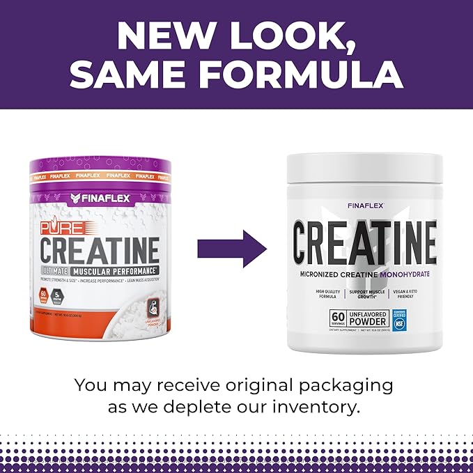 FINAFLEX Pure CREATINE, Unflavored - 10.6 oz - Promotes Muscular Strength, Size & Performance - 100% Pure, Micronized Creatine Monohydrate - NSF Certified - 60 Servings
