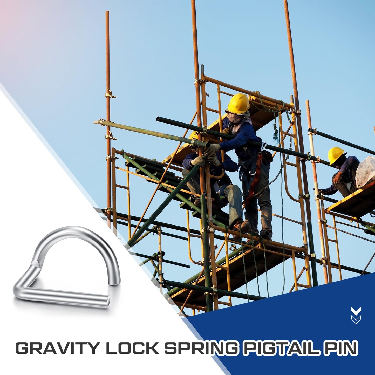 MorningRo 20 Pcs Pig Tail Pin 2'' Scaffolding Gravity Locking G Scaffolding Pins for Steel