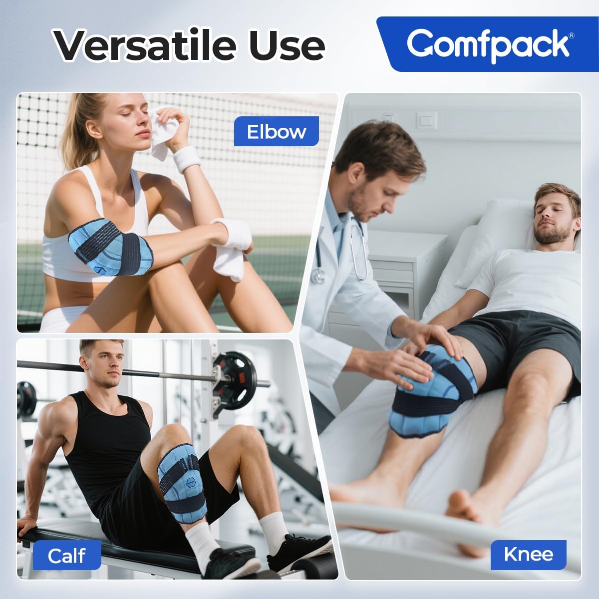 Comfpack Knee Ice Pack Wrap, 2 Hours Long Lasting Coldness Ice & Compression Therapy Flexible Ice Pack for Knee Replacement Surgery, Arthritis Pain, ACL, Swelling, Sports Injuries(23" × 10.3")