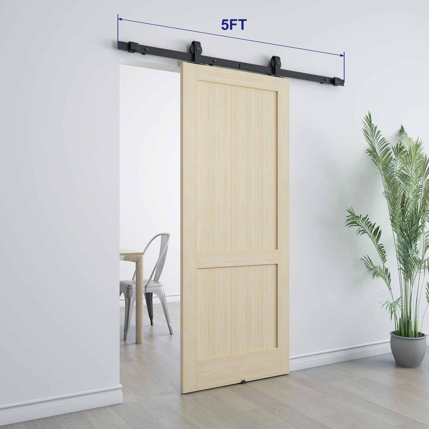 Barnsmith 42in x 84in Aluminum Glass Barn Door Panel - DIY Frosted Tempered Glass Door Slab - Easy Assembly
