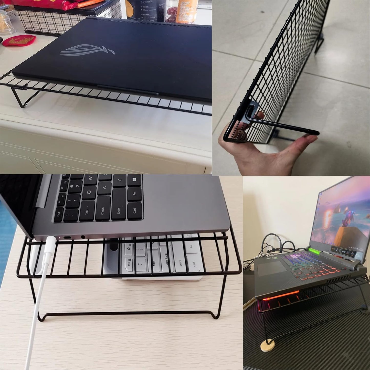UtySty Laptop Stand Low Profile Metal Foldable Laptop Riser Holder Ventilated Cooling Computer Notebook Stand