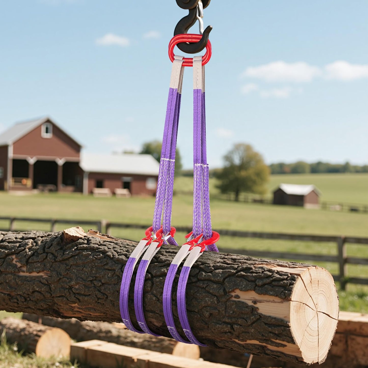 VEVOR Lifting Sling Straps, 2Pcs Two-Leg Polyester Bridle Sling with Hooks, 4400LB Capacity, 5Ft Heavy Duty Rigging Strap, Thickened & Wear-Resistant Webbing Slings for Engines Cranes Hoists Truck