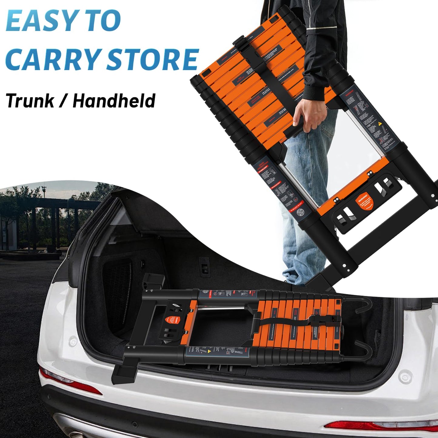 Telescoping Ladder, 16.5FT Extension Ladder，One-Step Collapsible, Aluminum Ladder for RV Home Outdoor, 330lbs Max Capacity