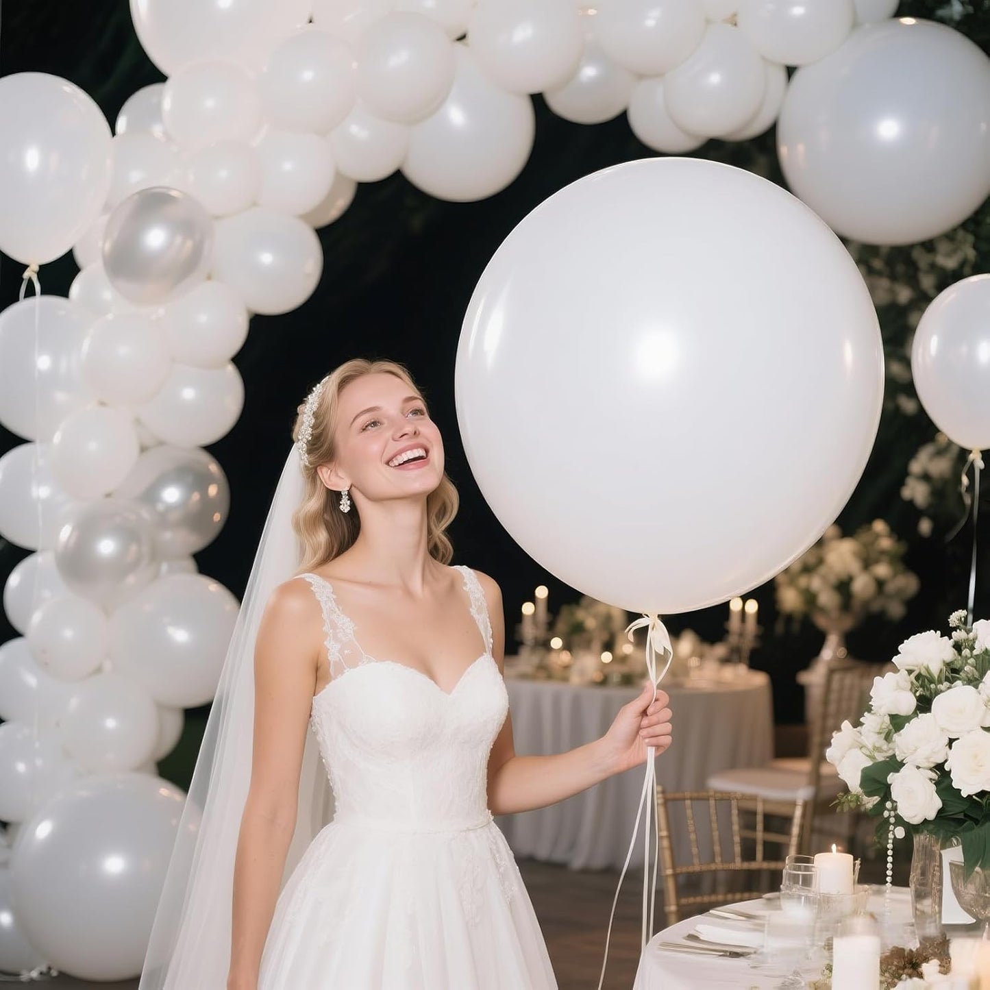 White Balloons 18 Inch - Large Latex Helium Balloons for Weddings, Birthdays & Baby Showers | 12 Pack